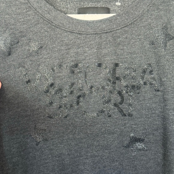 Victoria Secret SPORT GRAY GLITTER SWEATSHIRT Pullover Oversized Size Small S - Picture 2 of 10